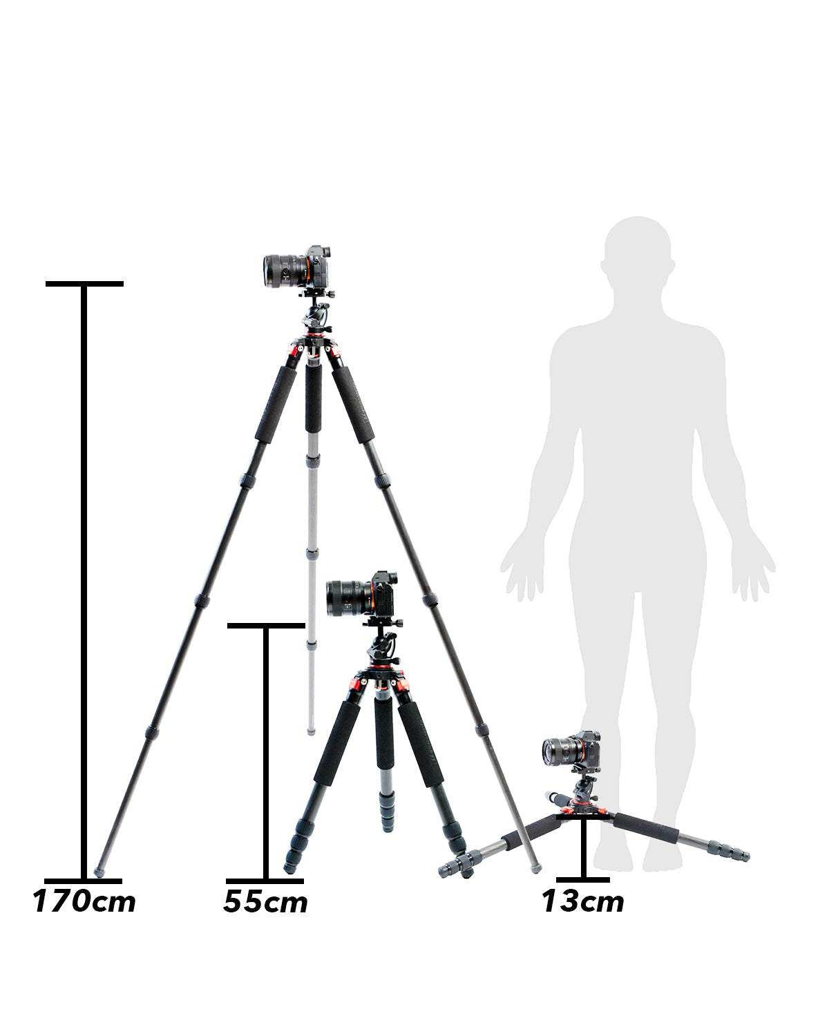 #jaworskyj XXL Carbon Stativ Set 170 cm inkl. Kugelkopf, Bildband & Reinigungsset